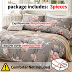 3pcs/set Leaf Floral Pattern Duvet Cover Set(1 Duvet Cover & 2 Pillowcase）Soft And Skin-Friendly Duvet Cover Bedding Set For