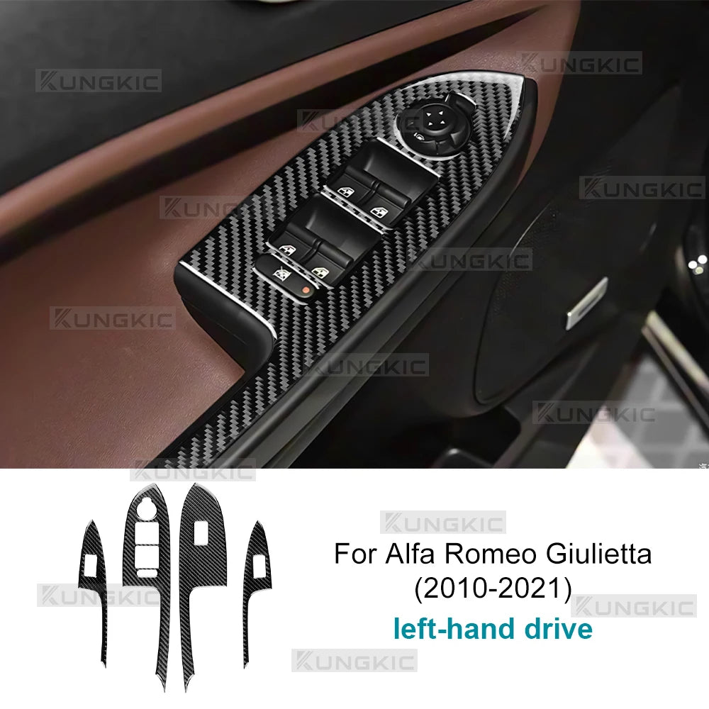 Carbon Fiber Window Lift Switch Panel Sticker for Alfa Romeo Giulietta 940 2010-2021 LHD/RHD