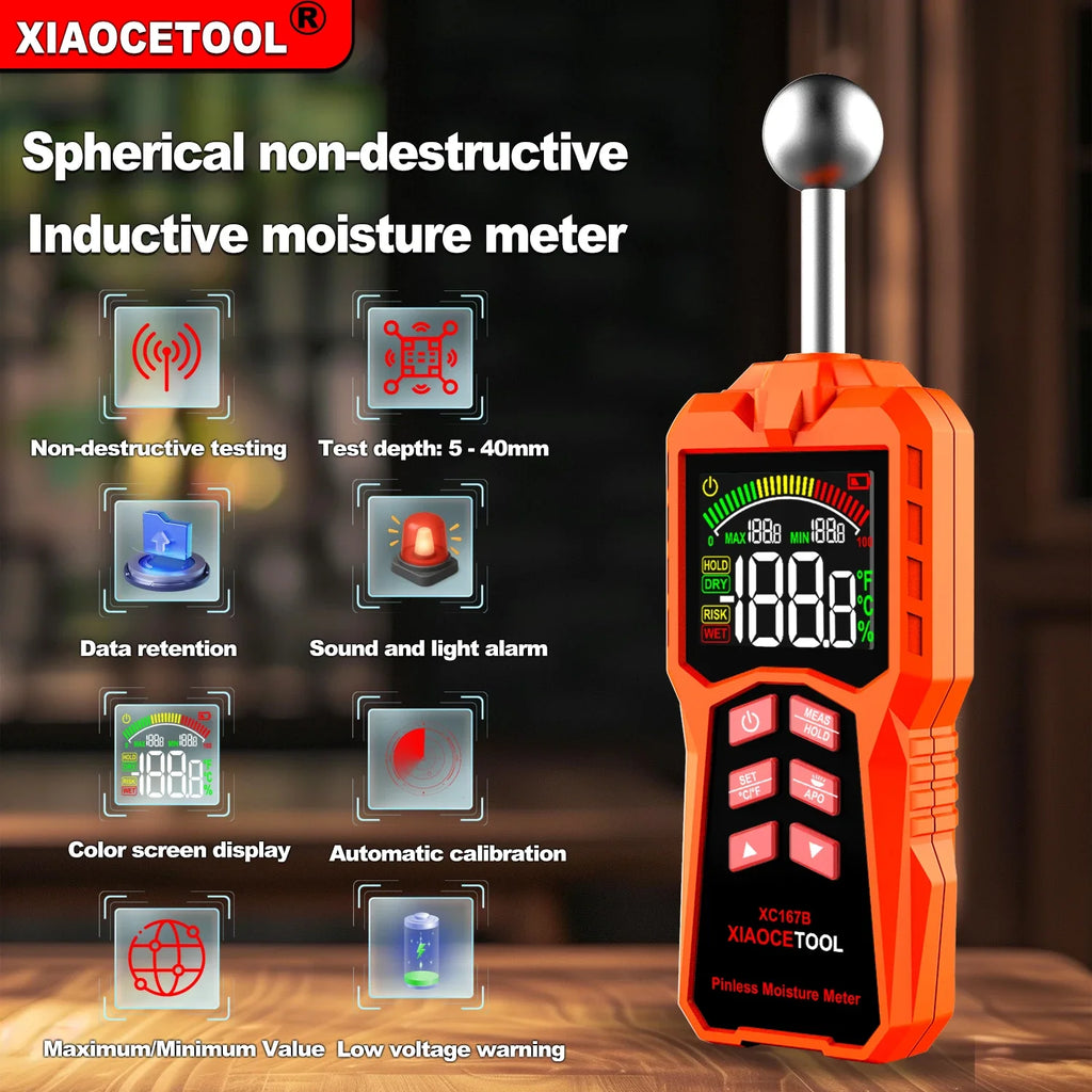Spherical non-destructive induction moisture meter, high-precision wall water leakage detector, wood furniture humidity tester