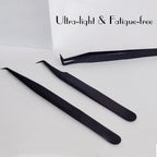 Fiber Tip False Lash Tweezers For Eyelash Extensions Black tweezer perfect close tip of tweezer for eyelashes