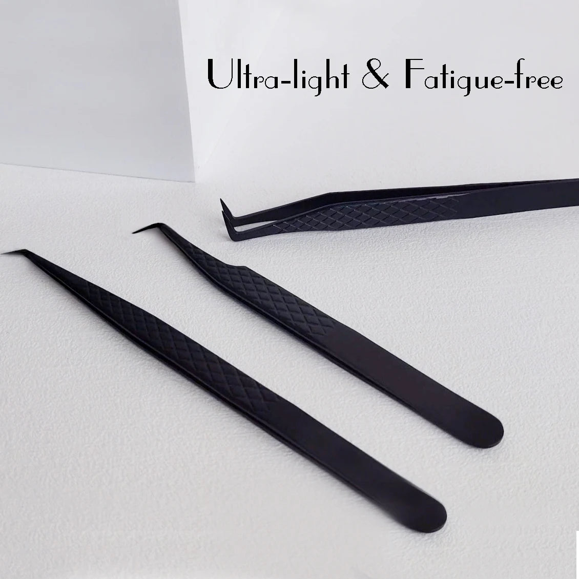 Fiber Tip False Lash Tweezers For Eyelash Extensions Black tweezer perfect close tip of tweezer for eyelashes
