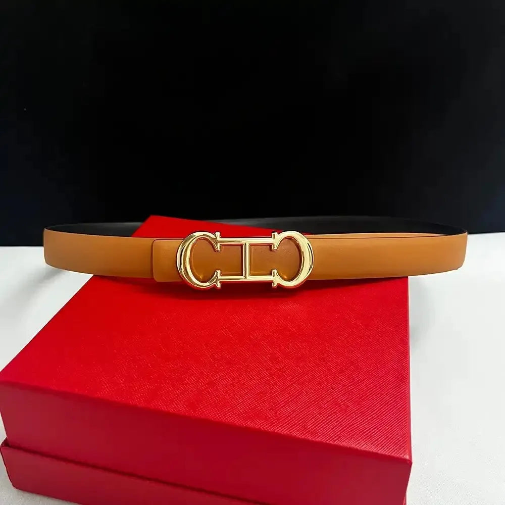 Women's 25mm Belt with Gold Letter Buckle, Jeans Waist Belt, Sizes 95-115cm