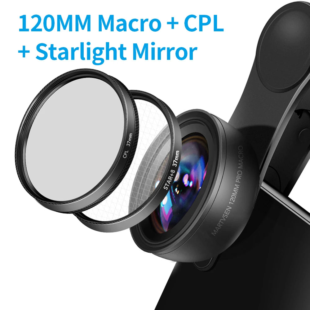 MARTVSEN 120MM Macro Lens, Professional 5K HD 10x Super Macro Universal Clip Camera Photo Lens for iPhone Samsung Andriod