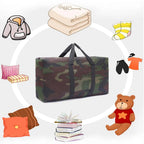 Camouflage 150L Extra Large Moving Bags, Heavy Duty Storage Bags, Oxford Cloth Wrap Around Handles Double Zipper, Reusable