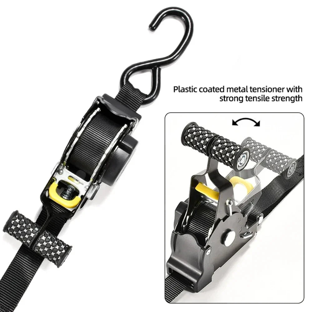 Auto Straps For Cargo Tape Retractable Belts For Motorcycles Ratchet Strap For Load Luggage Strap Ratchet Tensioner Belt For Car