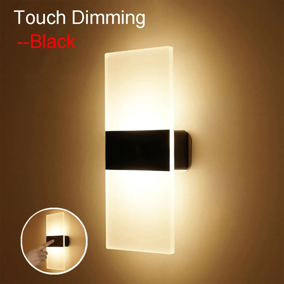 USB Recharge Wall Lamp Touch Motion Sensor Switch Indoor Acrylic Night Lights Bedroom Bedside Wall Sconce Nordic LED Wall Light