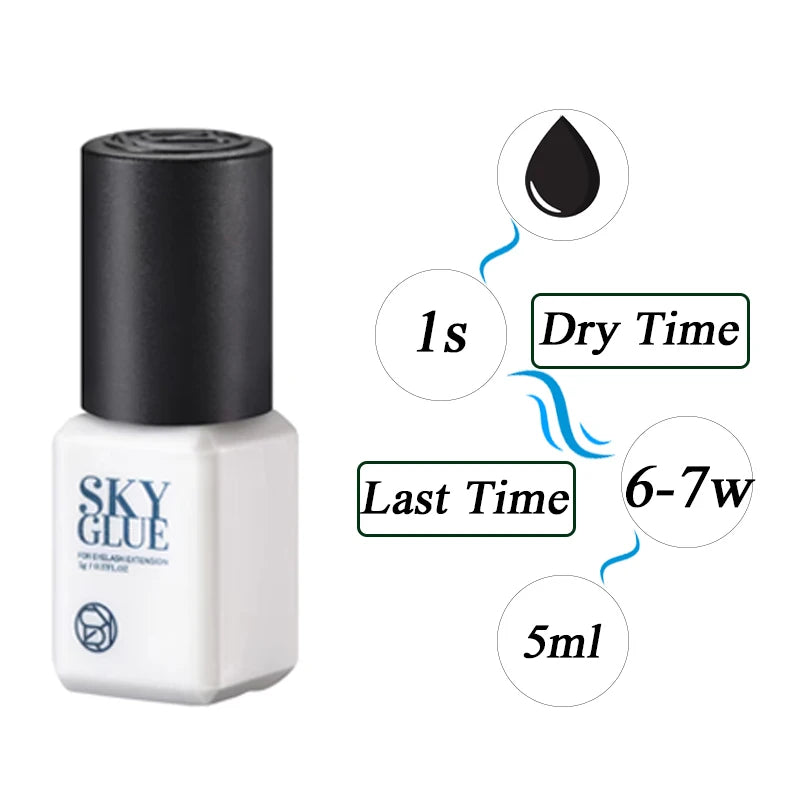 5ml Sky Glue Fast Dry Strong False Lash Adhesive Long Lasting 6-7 Weeks Eyelash Extension Glue Low Smell No Irritation