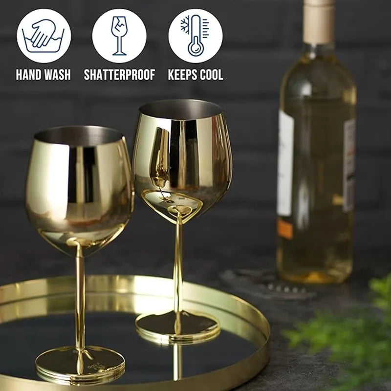 6PCS Stainless Steel Glass Cocktail Creative Metal Wine Glass Bar Restaurant Champagne Red Wine Glass Drinkware Barware Cup