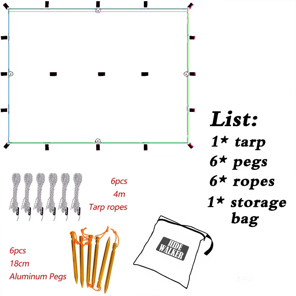 with 6 ropes 6 pegs / Green 3x4m