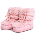 2025 Winter Snow Boots Women Ski Boots Luxury Fluffy Furry Fur Boots Female Rivets Warm Waterproof Platform Black Cotton Boots