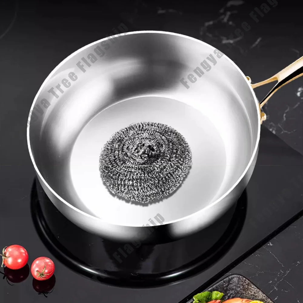 316 Stainless Steel Nonstick Deep Frying Pan Wok Skillet, 22cm-30cm, Gas & Induction