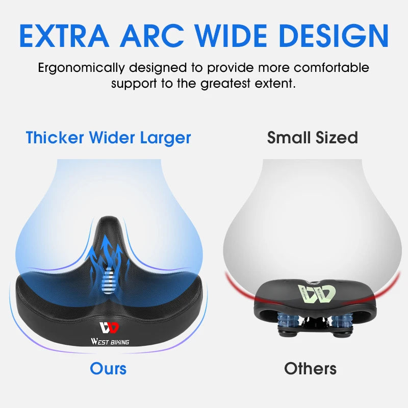 WEST BIKING Ergonomic Soft Bicycle Saddle Widen Thicken Cushion Pad MTB Road Bike Saddle Comfortable Breathable Cycling Seat