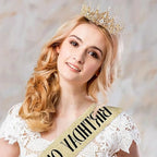 Gold Crystal Rhinestone Queen Tiara Crown for Women Hair Accessory for Prom Pageant Party