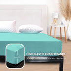 Waterproof Mattress Protector Cover Queen Size 14 inches Deep Pocket Polyester Bed Cover Solid Color Fitted Sheet (Black, Queen)