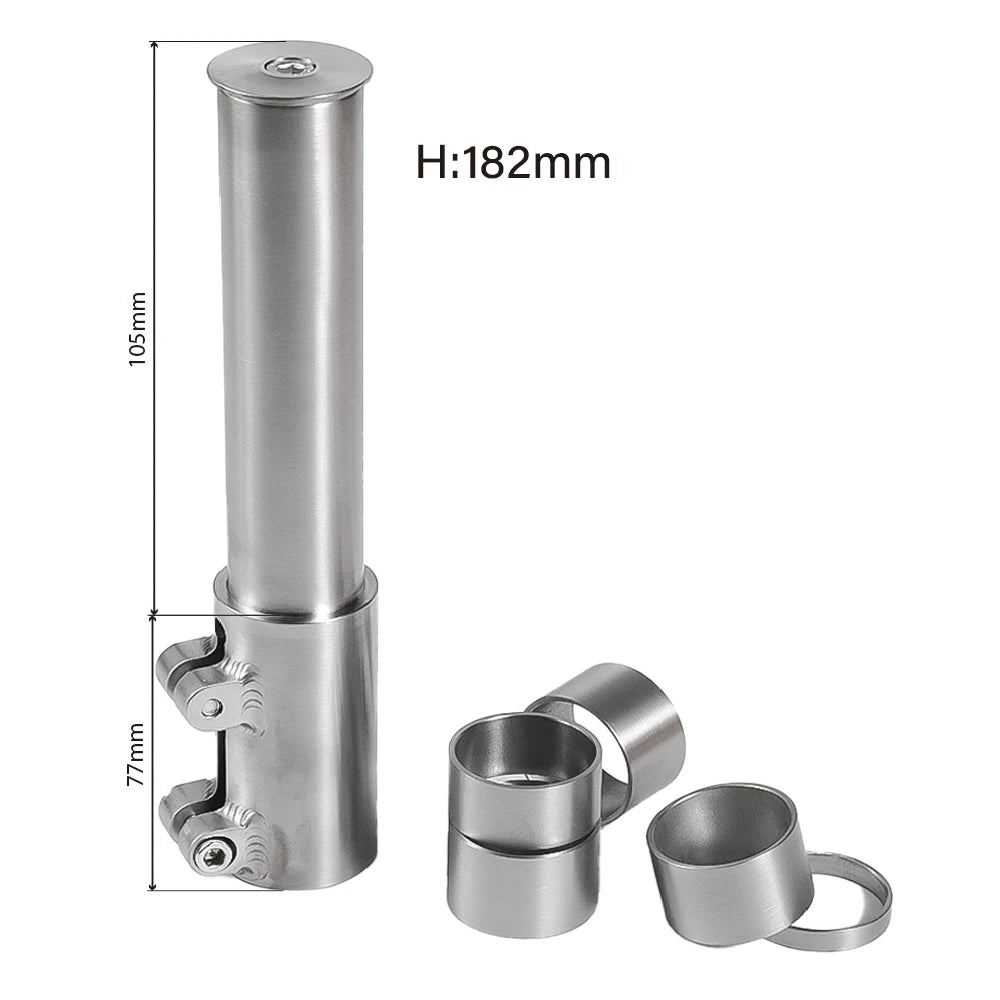 CNC Titanium Bicycle Stem Riser Fit 1 1/8 Inch Fork Extender - 102mm/122mm/142/162/182mm Handlebar Lift Adapter Cycling Part
