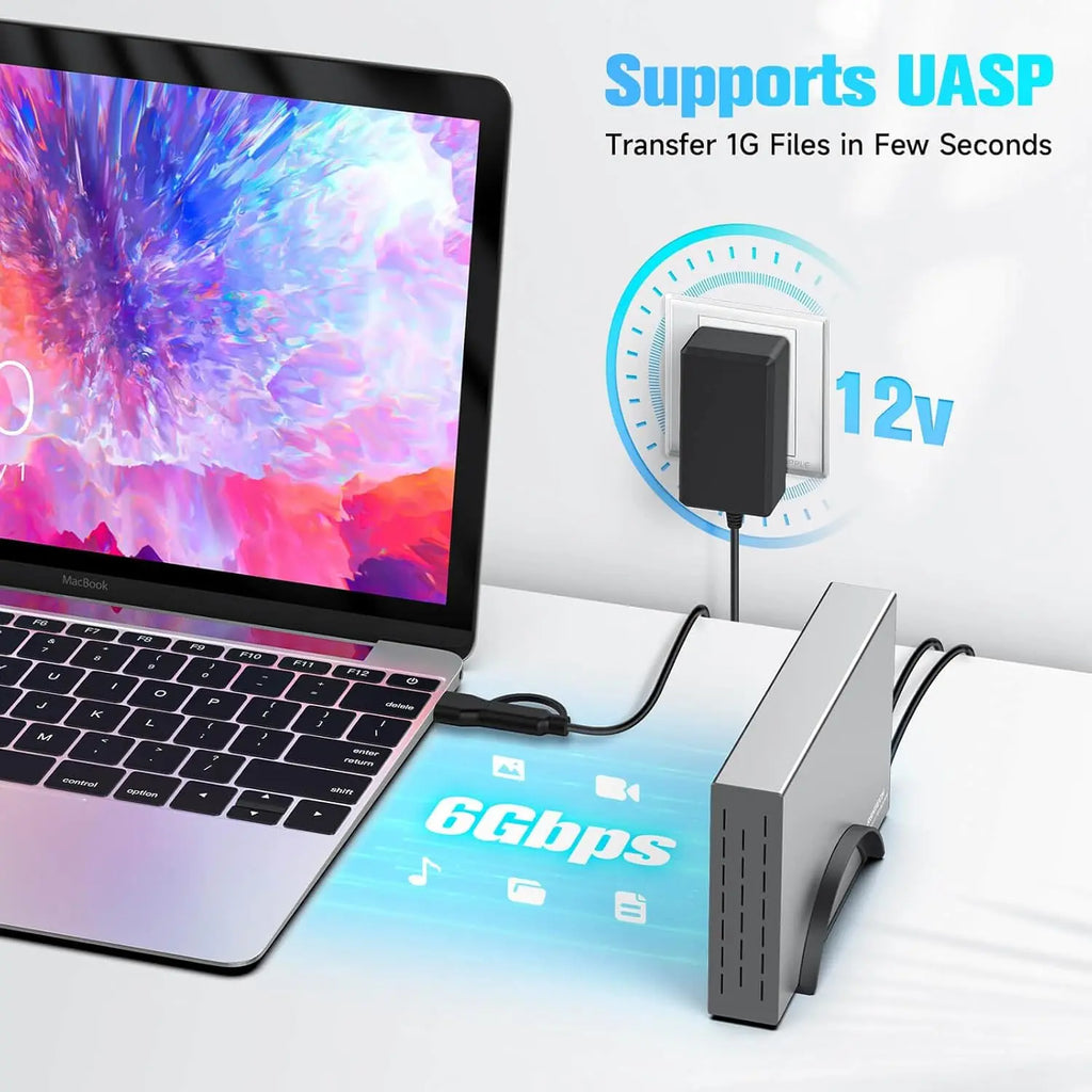 RSHTECH Upgraded Hard Drive Enclosure Aluminum USB C to SATA External Hard Drive Dock Case for 3.5" HDD & SSD up to 22TB UASP