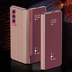 6 Colors Mirror Clear View Stand Flip Case For Samsung Galaxy Z Fold 2 3 4 5 6 7 Full Cover Folding Plathing Phone Cover