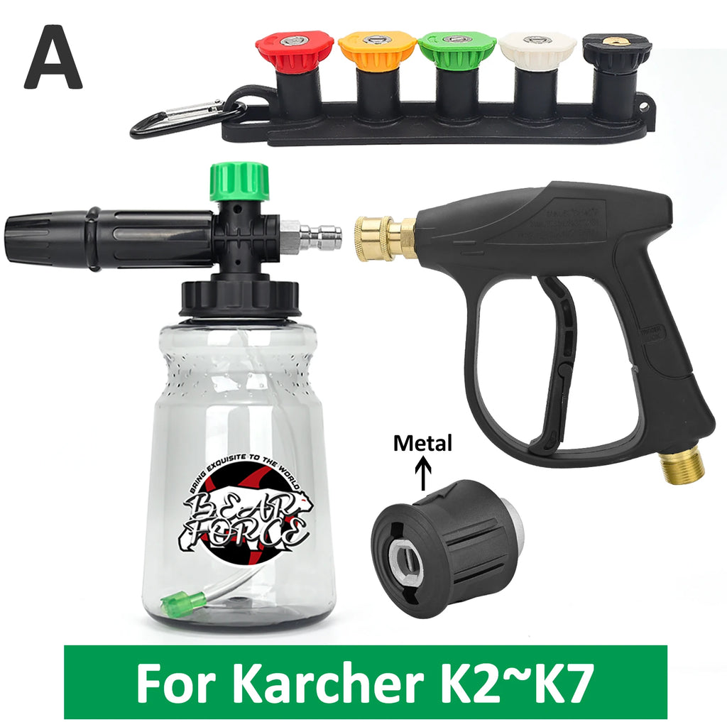 Pressure Washer Water Gun Kit for Car Cleaning Hose Connector For Karcher Nilfisk Parkside Bosch Quick Connector Nozzles