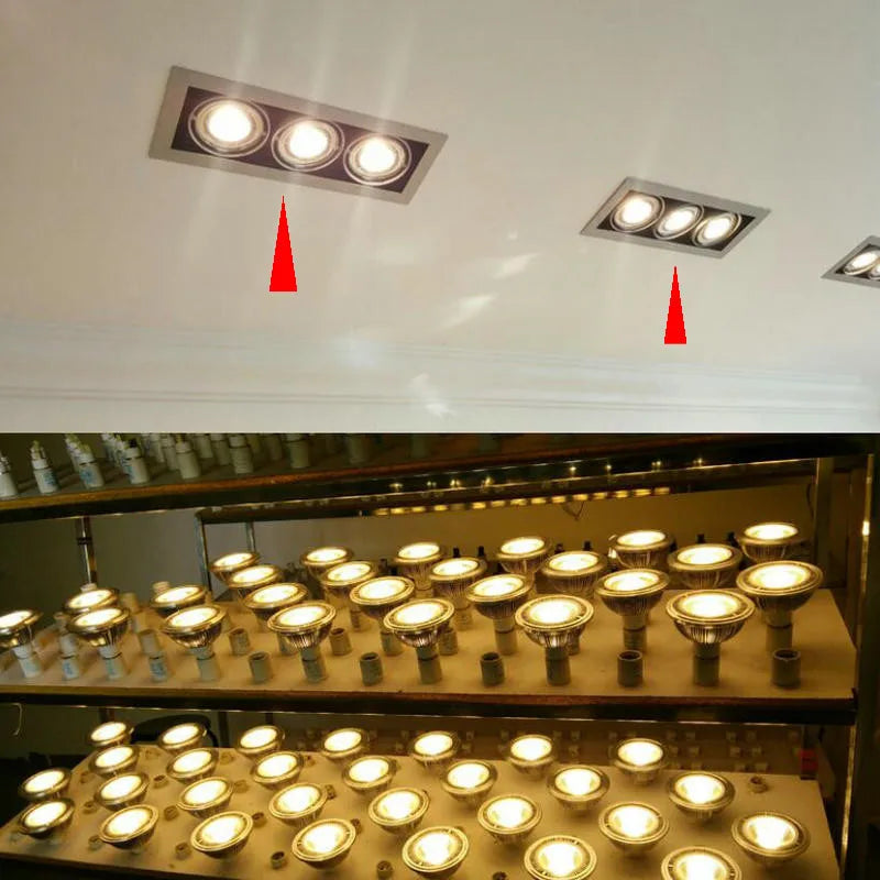 Dimmable LED AR111 Lamp 10W GU10 G53 Base Substitute Halogen Lamps 15W LED Downlight ES111 Bulbs COB Spotlight 85-265V/DC12V
