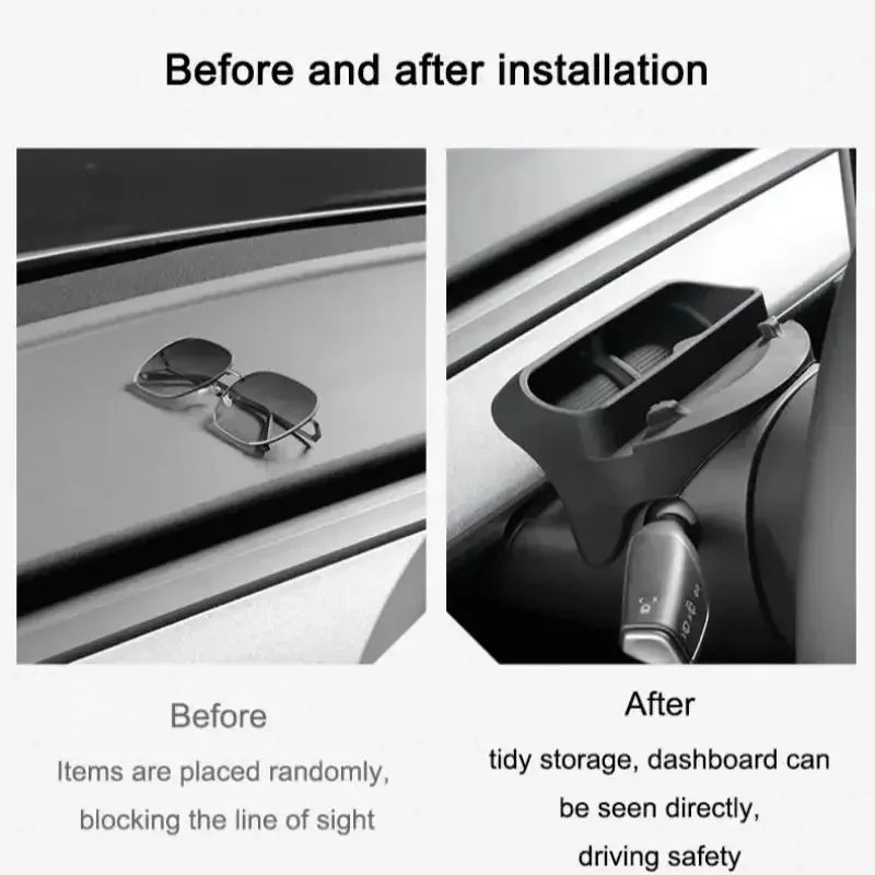 For New Tesla Model Y Juniper 2025 Model 3+ Highland 2024 Steering Wheel Silicone SunGlasses Case Mobile Phone Holder Storage