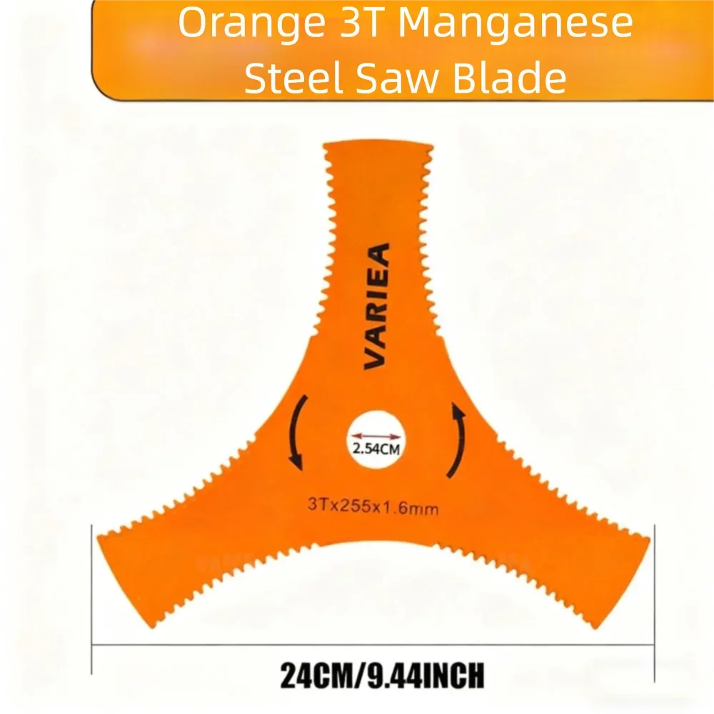 Manganese Steel 3-Tooth Lawn Mower Cutter Blade, Quenched Steel, Style A/C