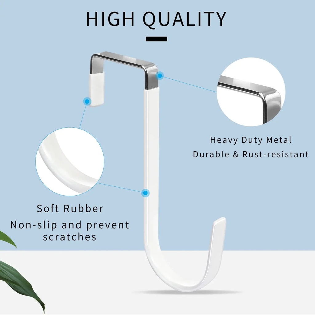 Door Hangers Hooks with Rubber Organizer Hooks for Living Room, Bathroom, Bedroom, Kitchen Hanging Clothes, Towels, Hats, Coats