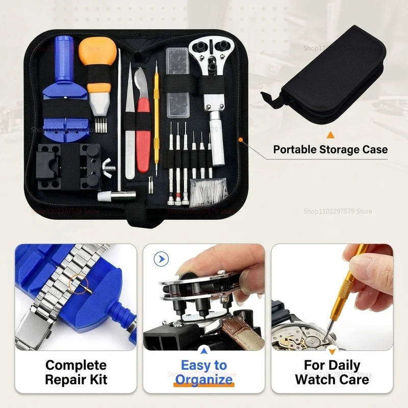 147pcs Watchmaker Jewelry Repair Tools Kit Includes Case Opener and Remover Set Professional Clock Repair Tool for DIY Watch