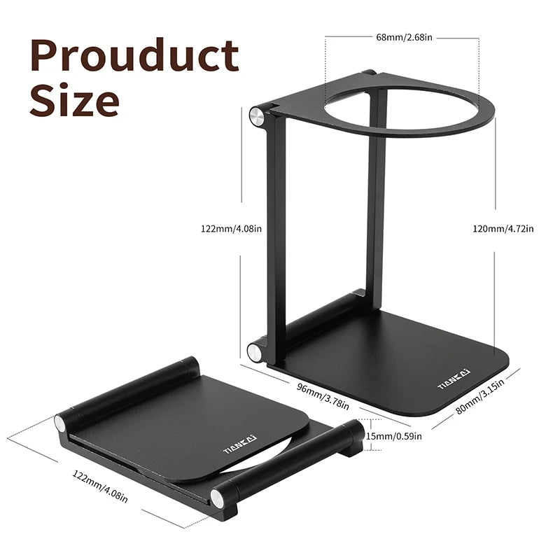 Foldable coffee machine stand aluminum alloy drip filter metal espresso machine base suitable for travel, portable home use