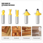 12pcs Router Bits Set Carbide Straight Trim Milling Cutters, 6mm/8mm/6.35mm/12.7mm Shank