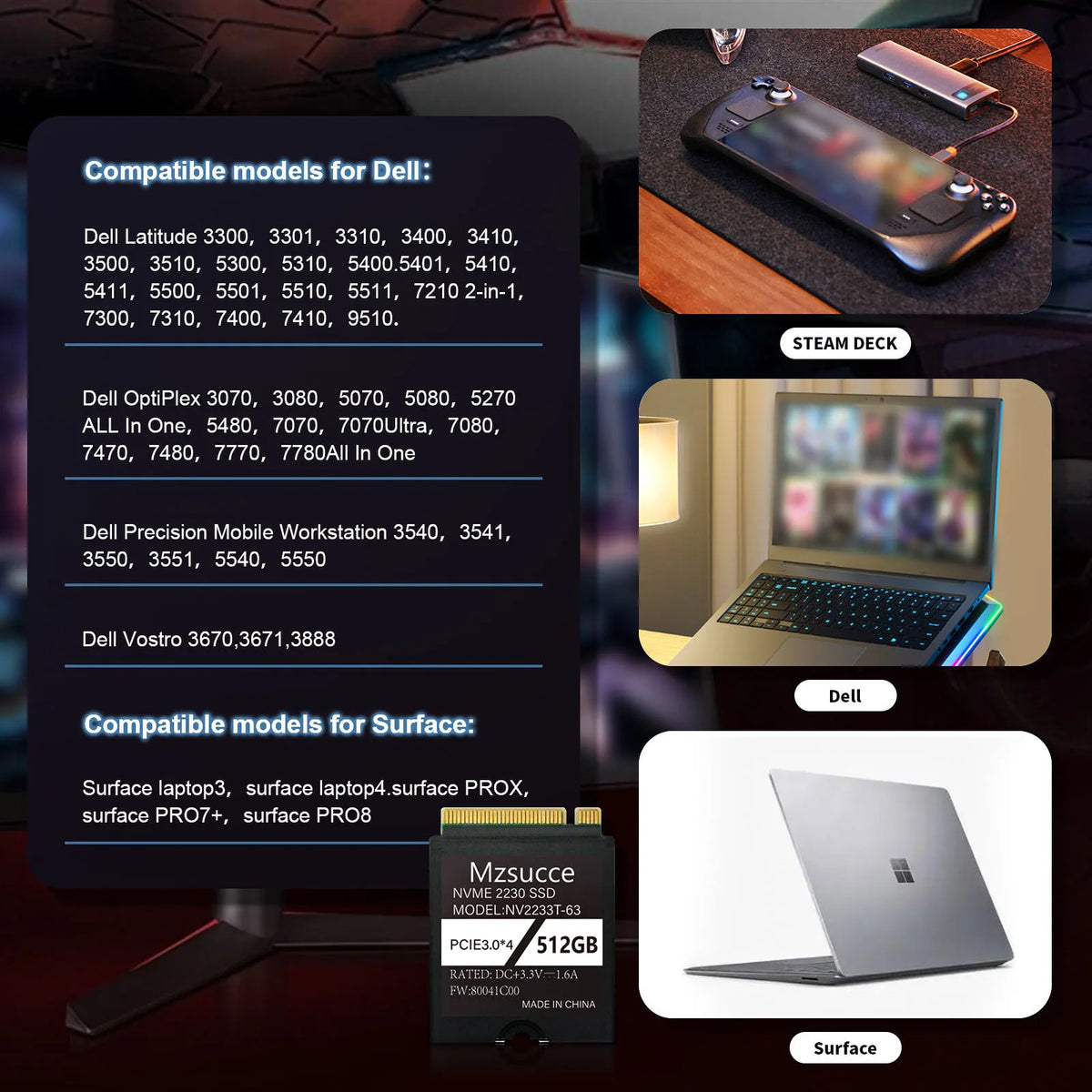 2230 SSD Nvme M2 1tb 512gb 256gb Compatible with Steam Deck/surface pro Upgrade & Expand, High Performance and Efficiency
