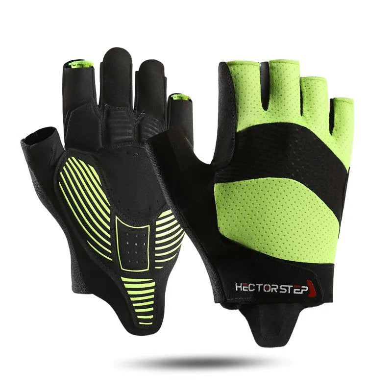 MuqiNush Half Finger Cycling Gloves with Cushion Padding, Anti-Slip, Breathable, Gray/Pink/Black/Green