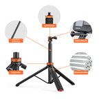 Aluminum extendable selfie stick tripod for GoPro Hero 13/12/11, Insta360 X4/X3, Osmo Action