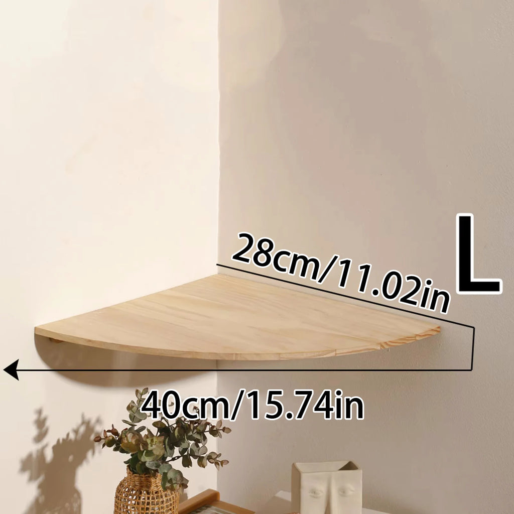 Wall Corner Shelves Wood Floating Wall Shelf Round End Wall Mounted Floating Corner Shelf for Bedroom Living Room and Kitchen