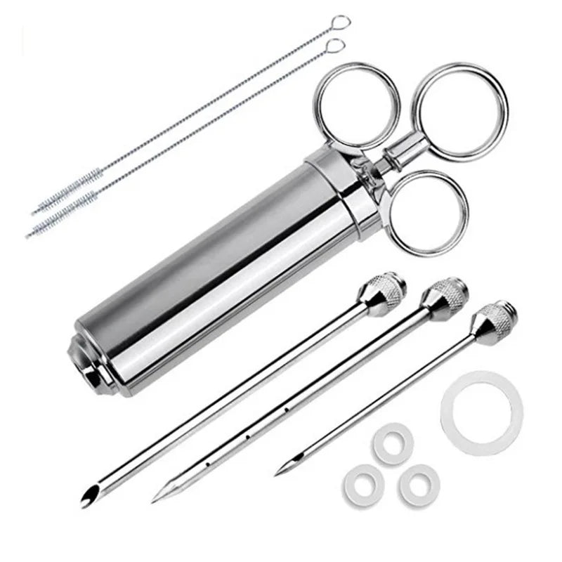 Meat Syringe Marinade Injector Flavor Needle BBQ Pork Steak Meat Sauces Syringes With 3 Stainless Steel Needles Kitchen Tools