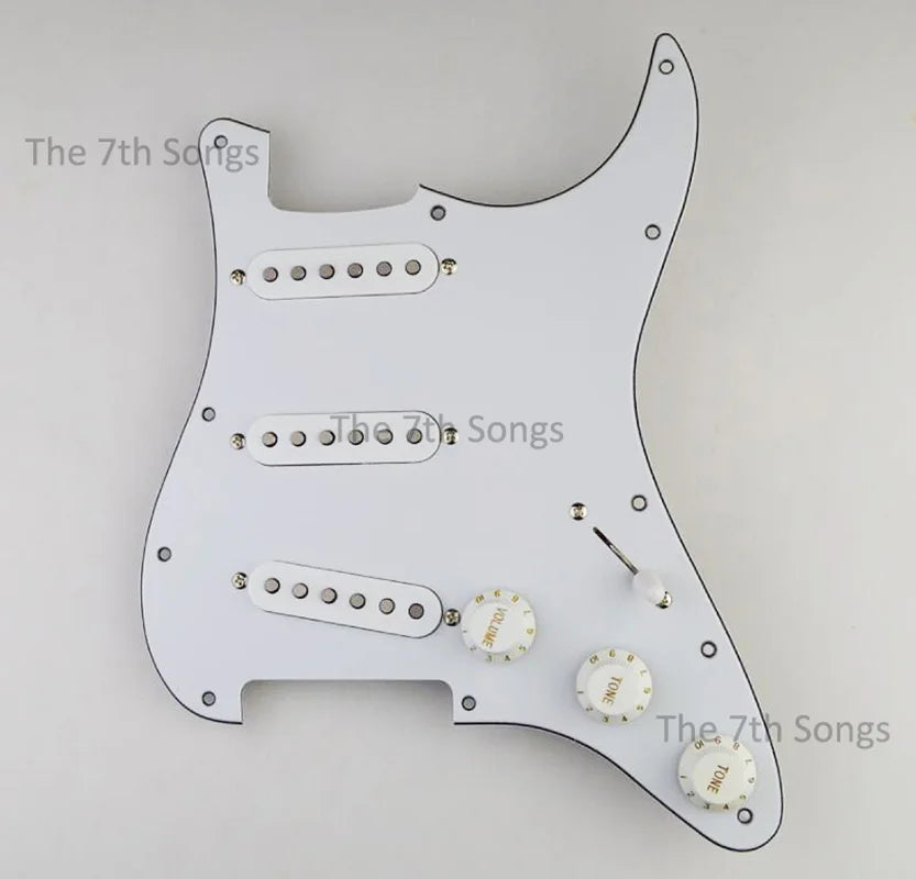 SSS Strat-Style Loaded Pickguard Prewired Alnico 5 Single Coil Set, 3-Ply Black