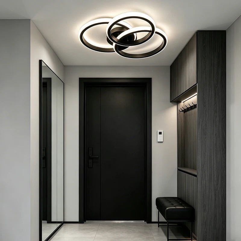 LED Ceiling Light Fixture, Black or White, Warm/Cold/CCT Options, Indoor Flush Mount