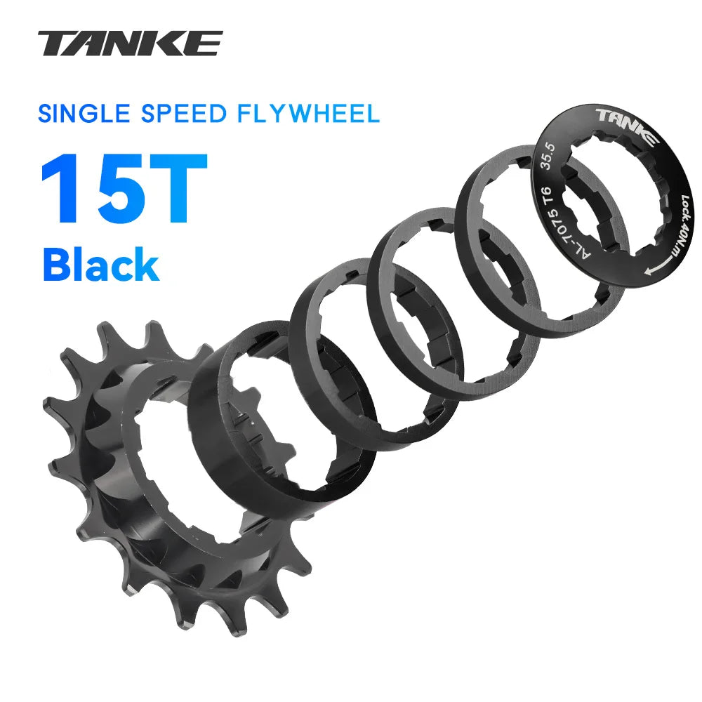 TANKE Single Speed Flywheel Conversion Kit HG Cassette Cog 7075 Aluminum 15T-18T