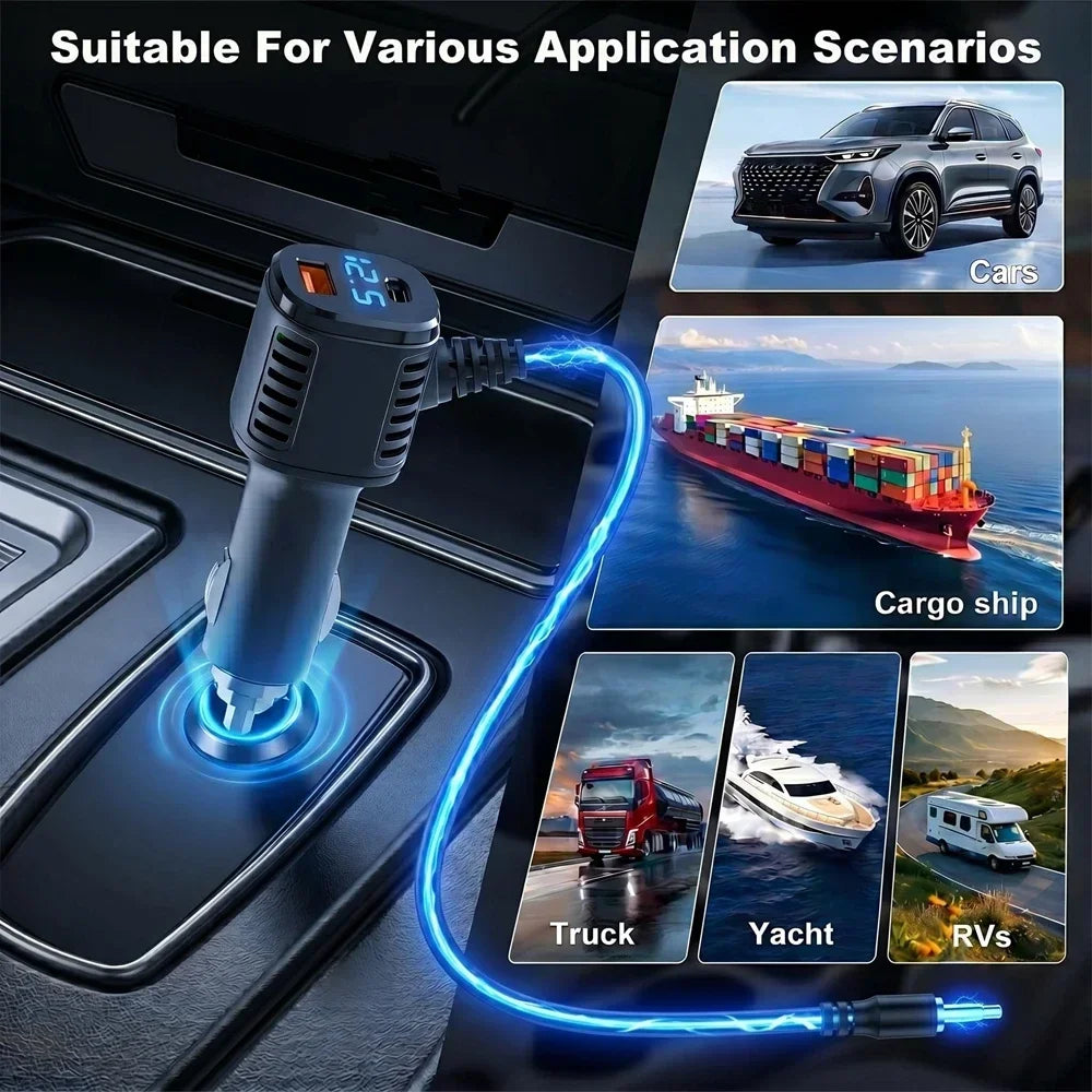 For Starlink Mini 3in1 12V-24V Car Charger Car Cigarette Lighter Adapter Voltage Converter DC Power Cable for RVS Campers Boats