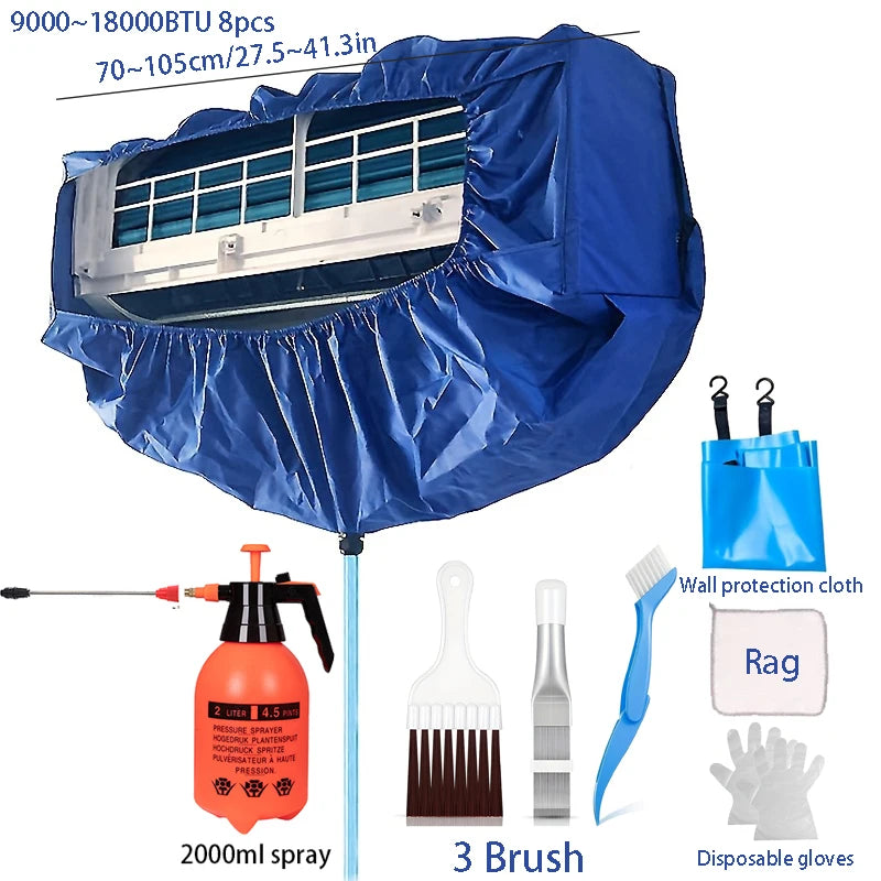 Hanging AC Cleaning Cover Kit, Reusable Dust Water Bag w/ Support Plate, 105cm 2pcs