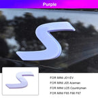 3D ABS S Emblem Letters Car Trunk Badge Decal Stickers for Mini Countryman U25 F65 F66 F67 Cooper S E SE J01 EV J05 Aceman