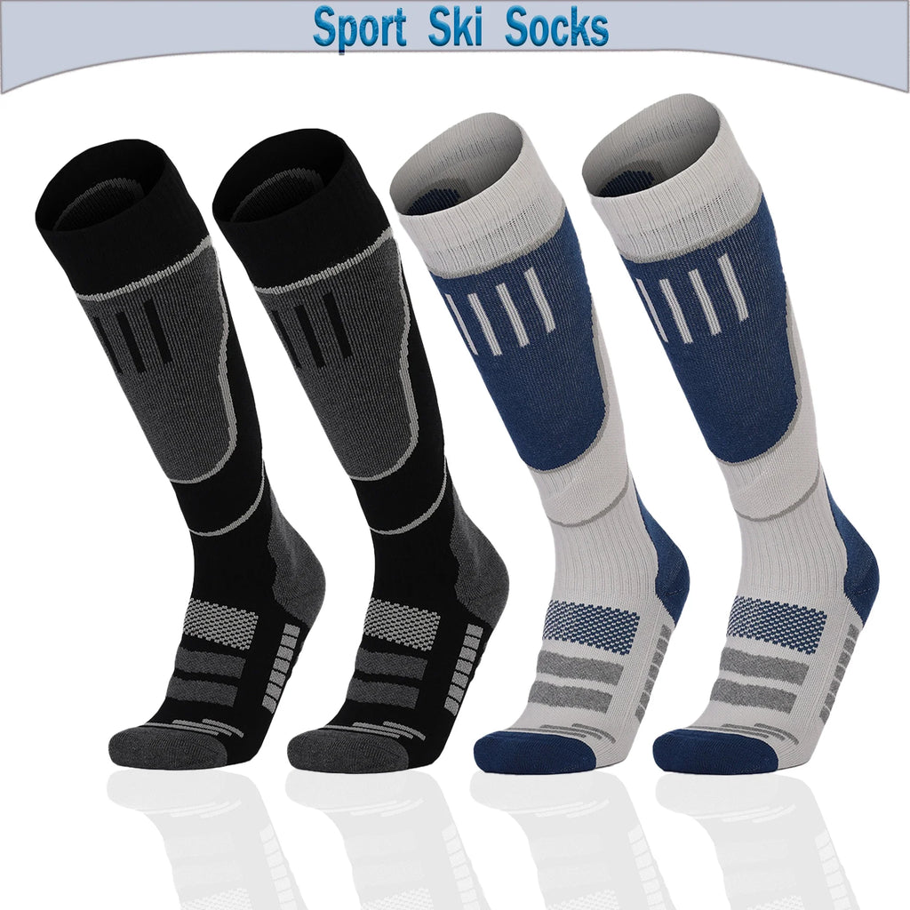 YANBIGUO 2 Pairs Wool Ski Socks,Thermal Knee-high Cold Weather Warm Socks for Snowboarding,Snow,Winter,Hunting