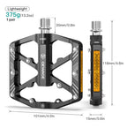 GEWAGE CNC Aluminum Alloy Bicycle Pedals Reflectors MTB Road Bike Pedals Non-Slip Cycle Pedals Platform Cycling Accessory