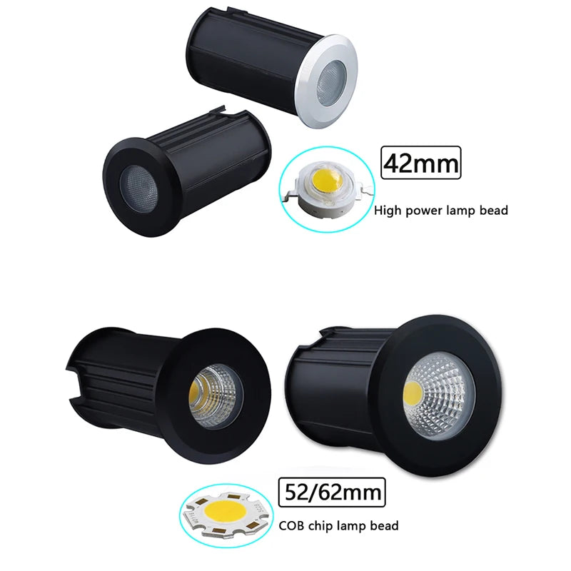 10PCS/lot IP67 Outdoor Lighting 1W3W5W for Garden Yard Step Stairs Floor Deck Recessed Inground Lamps LED Underground Spotlight