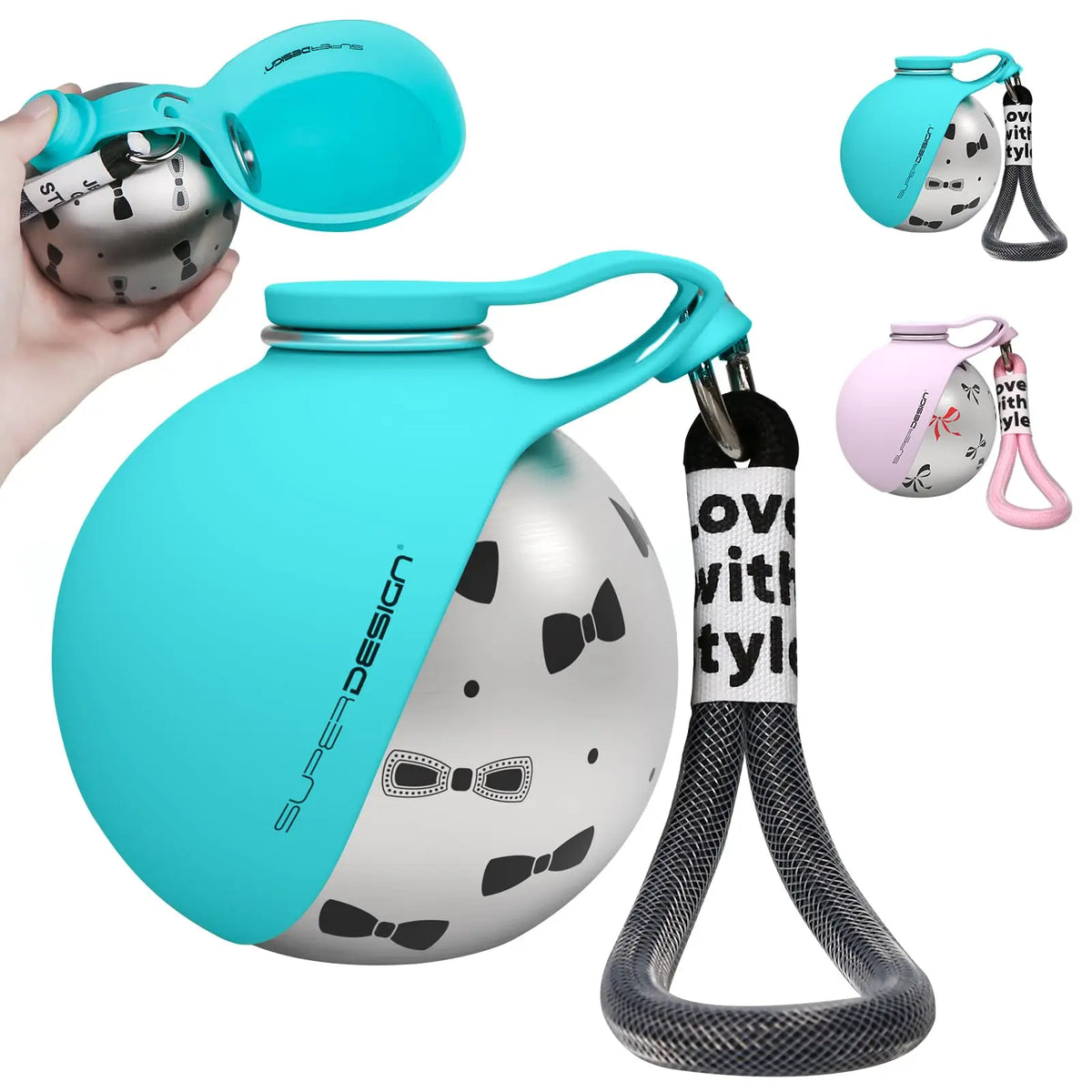 2-in-1 Portable Dog Water Bottle — Leak-proof and compact travel bottle — Stainless steel body with silicone accessories