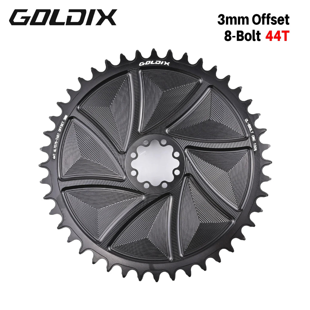 GOLDIX 8-Bolt Bicycle Chainring Wide and Narrow Teeth AERO Chainring CNC Hollow Cutting Machining for SRAM 8Bolt Crankset