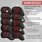 Golf Iron Covers Set Strong Magnetic Closure Value 10 Pack, Double Side Number Synthetic Leather Deluxe Club Headcover