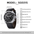 SAPPHERO Business Men's Watch Comfortable Leather Strap Water Resistant Watch with Illuminated Hands Chronograph Watch For Men