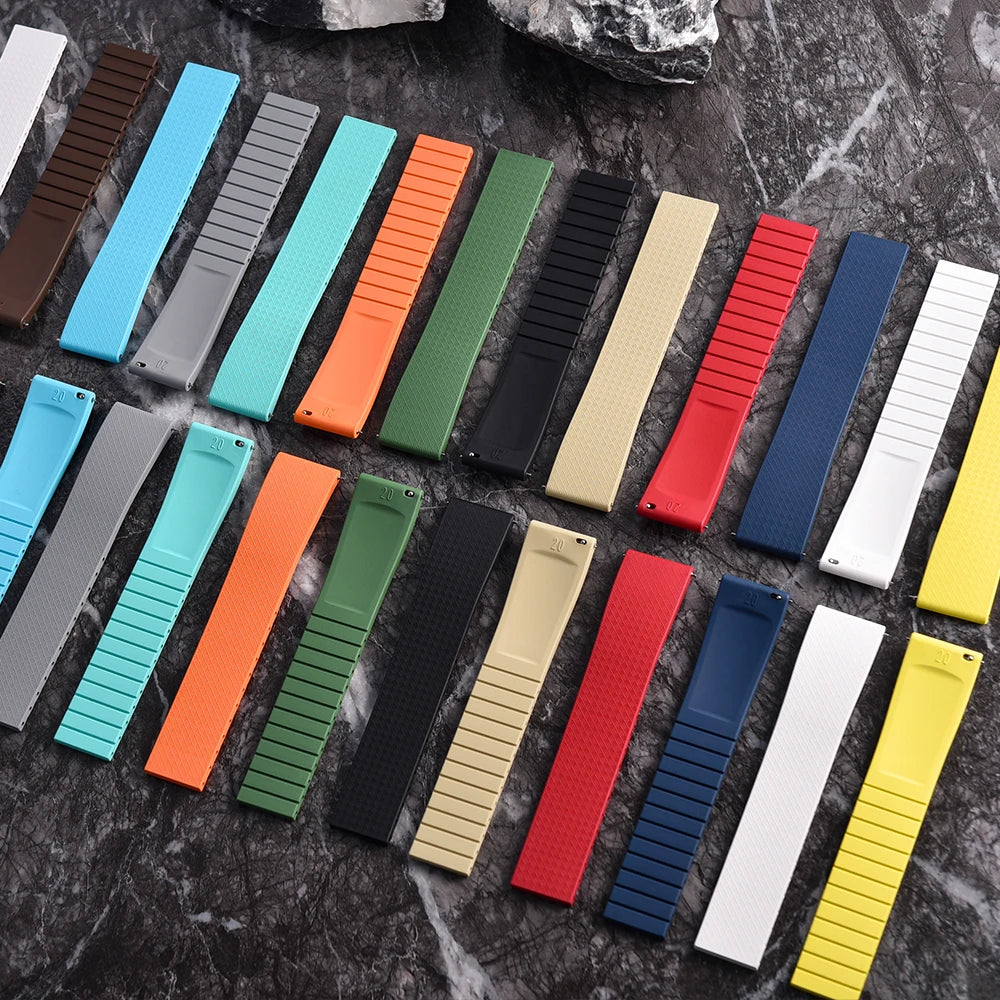 New Design CTS Fluororubber Watch Strap 18mm 19mm 20mm 22mm Quick Release Original Buckle Watch Bands FKM Strap For Cut To Size