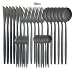30-Piece Black Premium Food-Grade Stainless Steel Silverware Set, Include Forks, Spoons and Knives Set, Dishwasher Safe Utensil