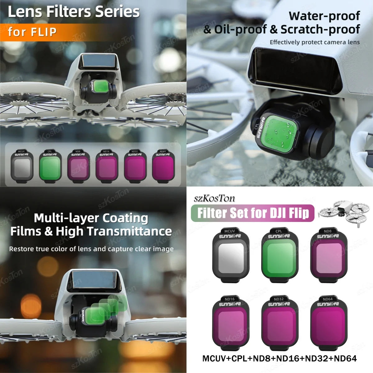 Filter Set for DJI Neo 2/Mini 5 Pro/mini 4 Pro/Filp ND MCUV CPL Filters Anti-glare Optical Glass Lens Accessories